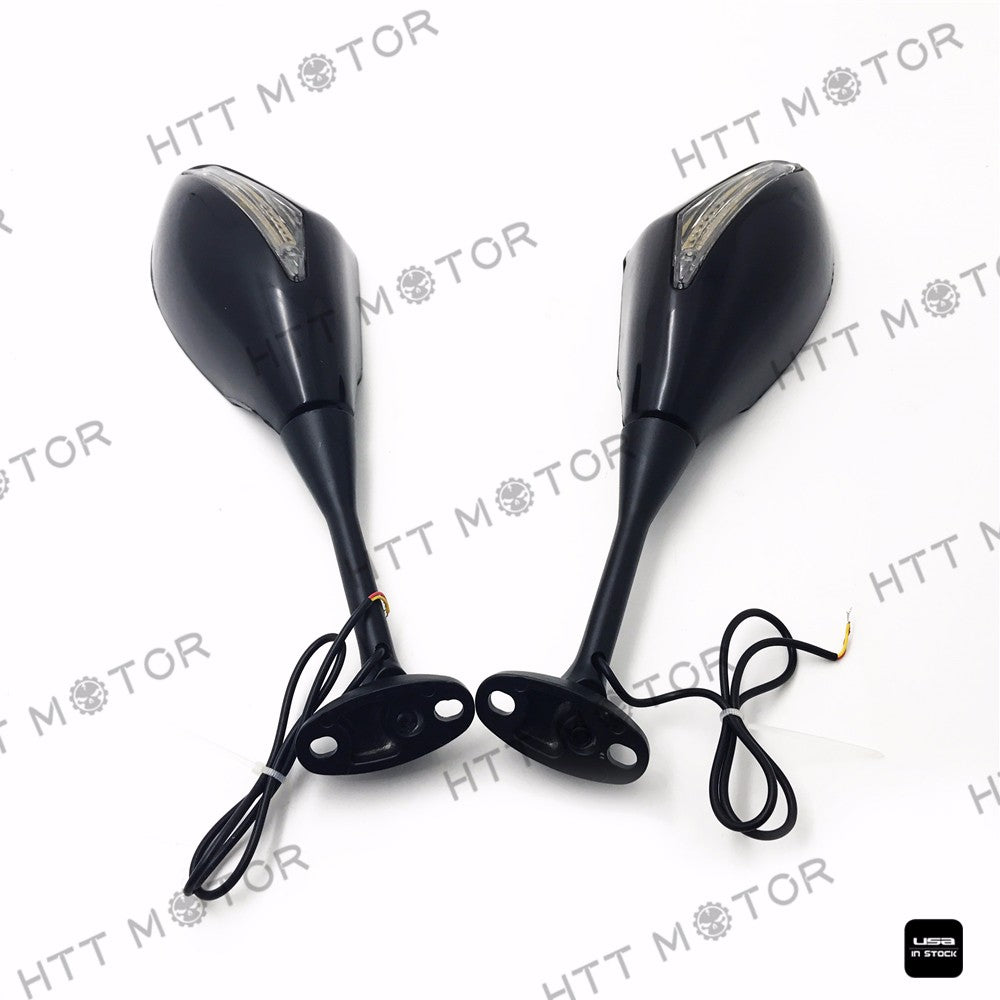 HTTMT- Turn Signal Mirrors LED light For 03-12 Honda Cbr 600Rr 04-07 Cbr1000Rr gloss black