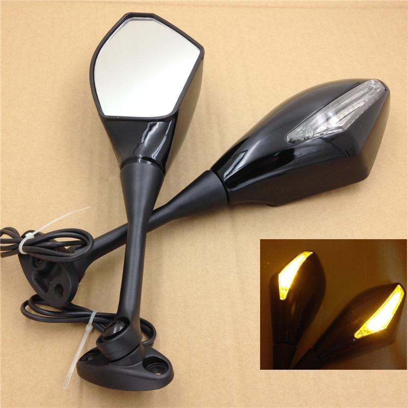 Turn Signal Mirrors For 2003-2012 Honda Cbr 600Rr 2004-2007 Cbr1000Rr Gloss Bkc