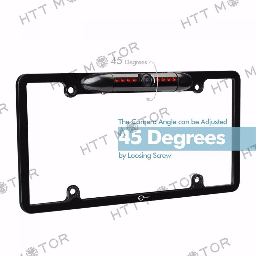 HTTMT- HD Color CMOS Car License Plate Frame Mount Rear View Backup Camera 8 IR LED US