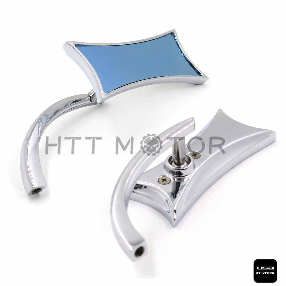 HTTMT- Chrome Diamond Rear Mirrors For Harley CVO Dyna Heritage Softail Sportster new