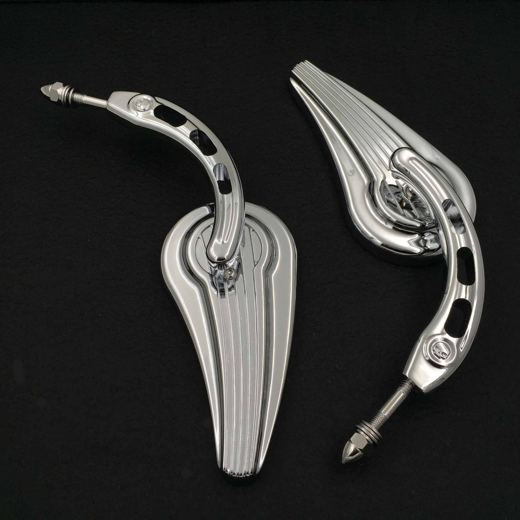 HTT Motorcycle Chrome Raindrop Side Mirrors For 1984 and up Harley Davidson Softtail Slim Fat Boy Heritage Softail Classic Deluxe Breakout Night Road Special