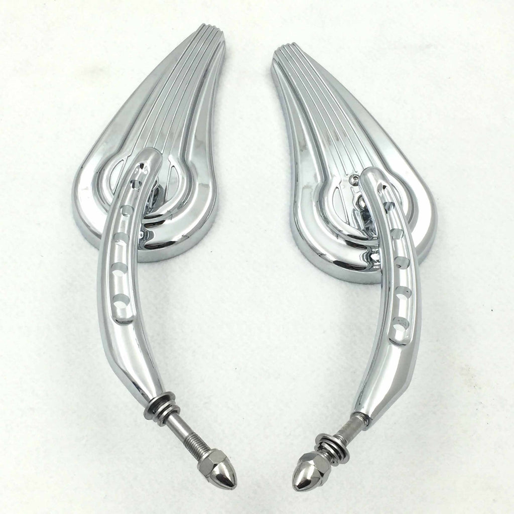 HTT Motorcycle Chrome Raindrop Side Mirrors For 1984 and up Harley Davidson Dyna Street Bob Low Rider Fat Bob Wide Glide Switchback CVO Street Glide Trike Freewheeler Tri Glide Ultra