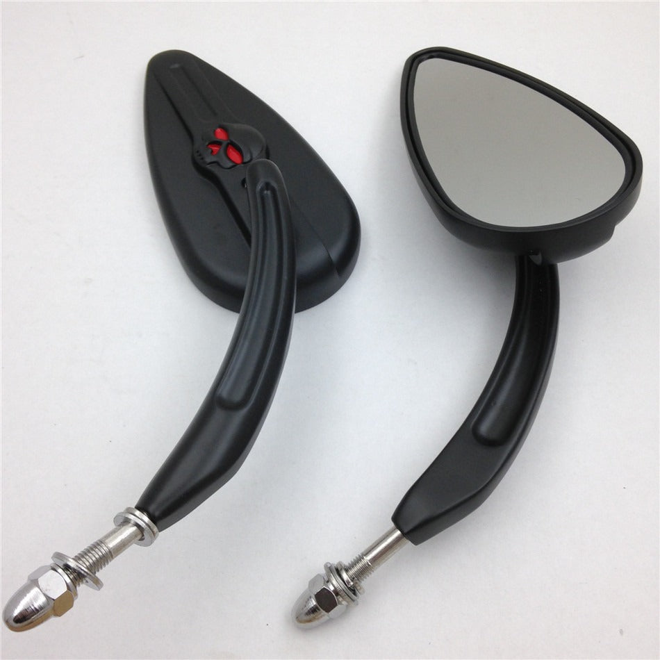 Skull Flame Side Mirrors for 1984-2014 universal to most Harley Sportster 1200 XLH1200 Black