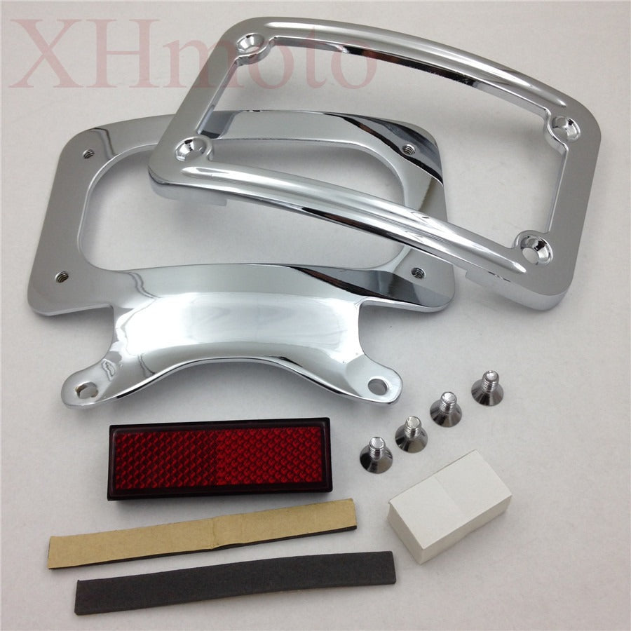 HTT Motorcycle Chrome Laydown Curved License Plate Bracket Tag Holder For '10-later FLHX, FLHXS, FLHXSE, FLTRX, FLTRXS and '10-'12 FLHXSE (Street Glide Special FLHXS/ Road Glide FLTRX)