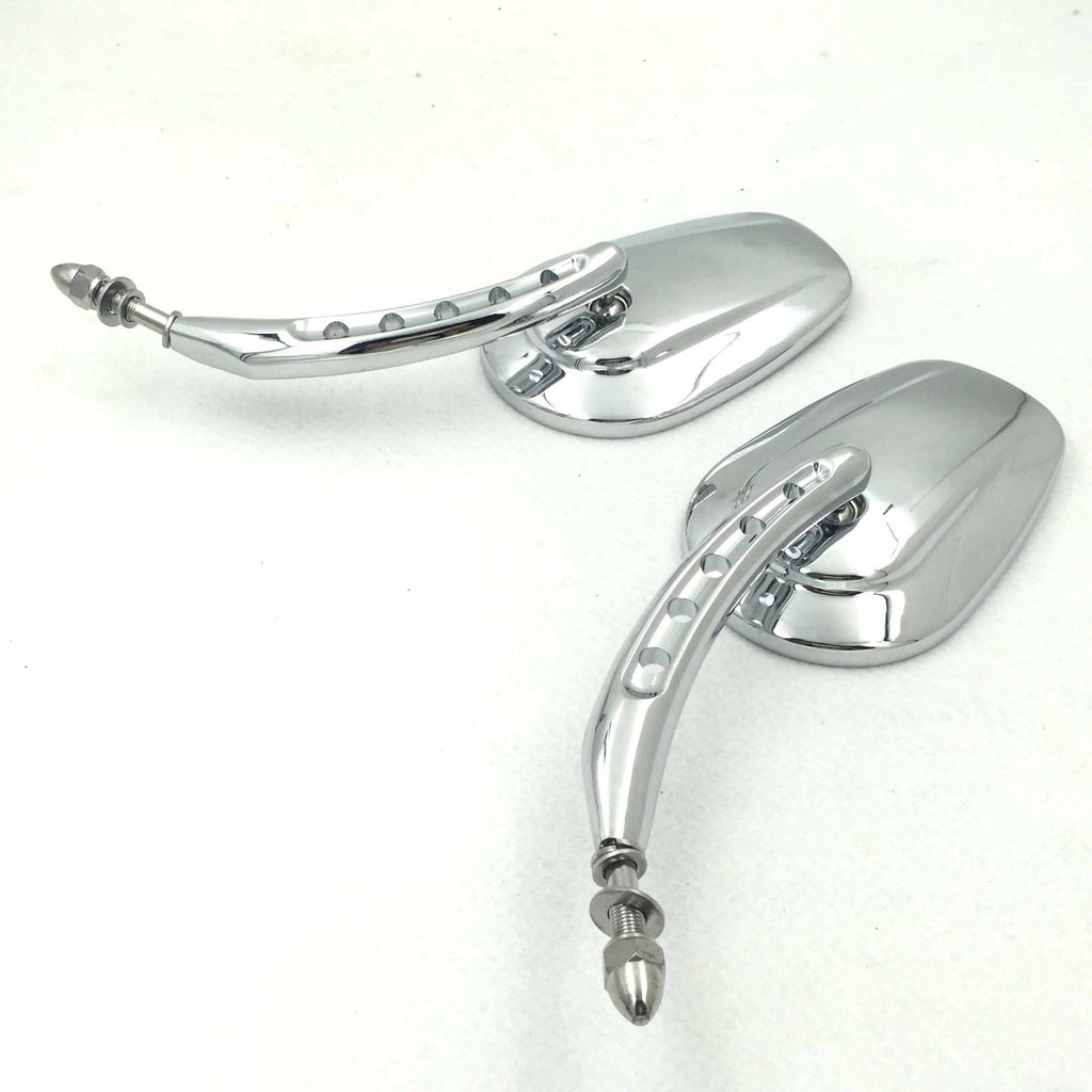 HTT Motorcycle Chrome Big Side Mirrors For 1984 and up Harley Davidson Dyna Street Bob Low Rider Fat Bob Wide Glide Switchback  CVO Street Glide Trike Freewheeler Tri Glide Ultra