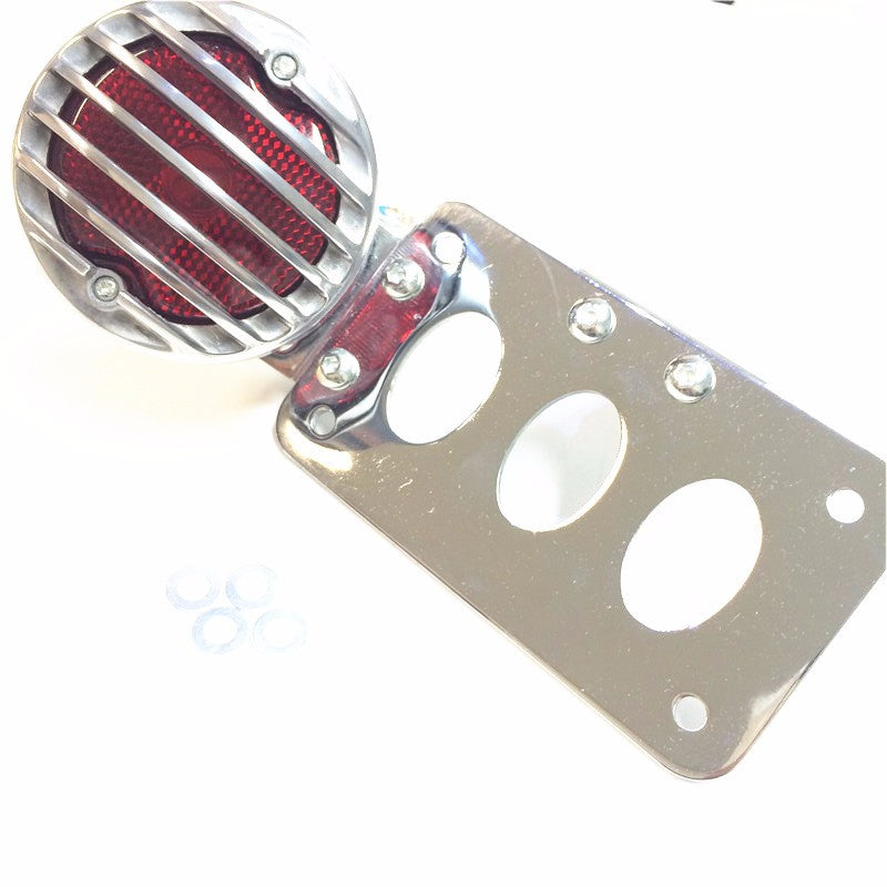 HTT Motorcycle Custom Chrome Side Mount Tag License Plate Holder Bracket with LED Tail Light Brake Light For Harley Softail Touring Sporster