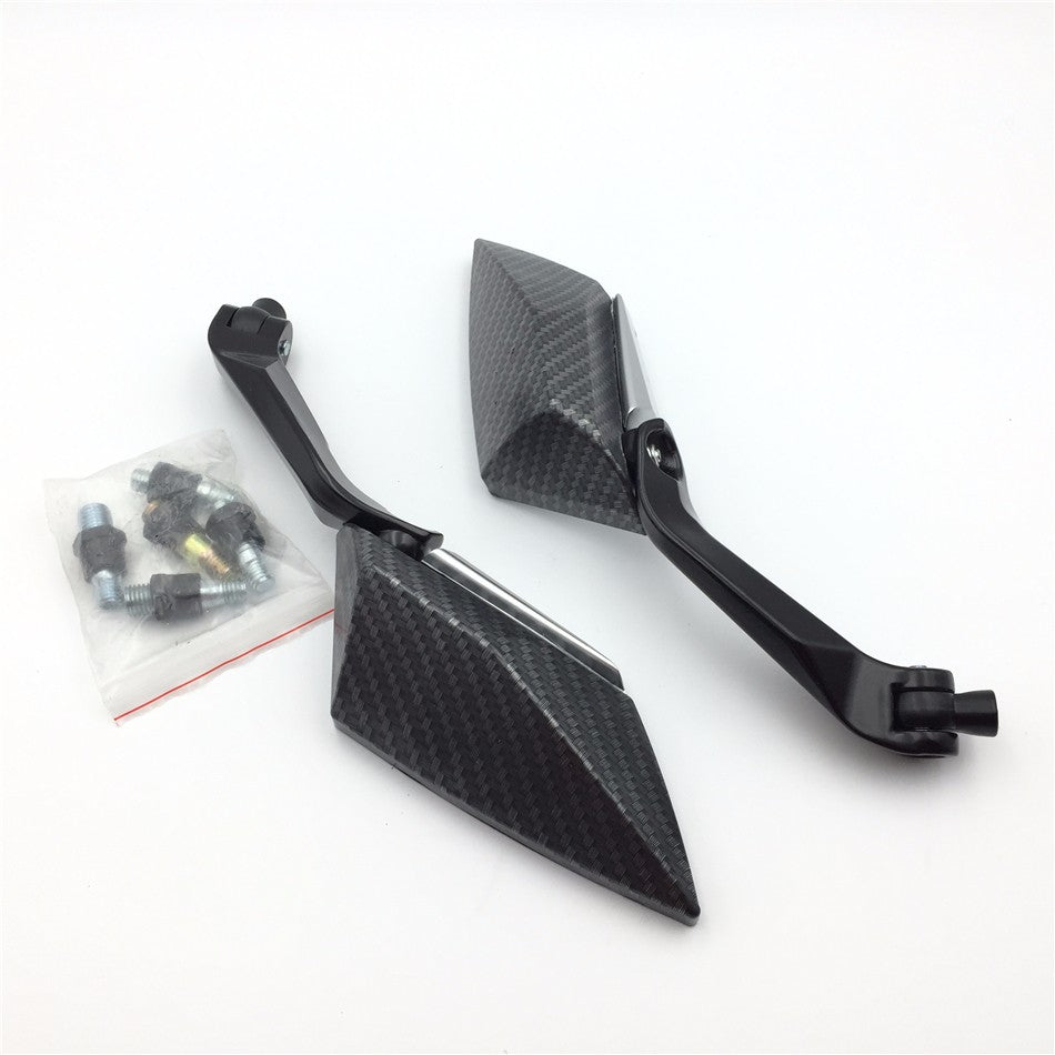 HTT Motorcycle Carbon Fiber Diamond Blade Style Rearview Mirrors 8mm 10mm Fit All Motorcycle Standard Naked Street Bike with Standard Metric Screws 7/8" handlebar Honda CB1000R Shadow Valkyrie