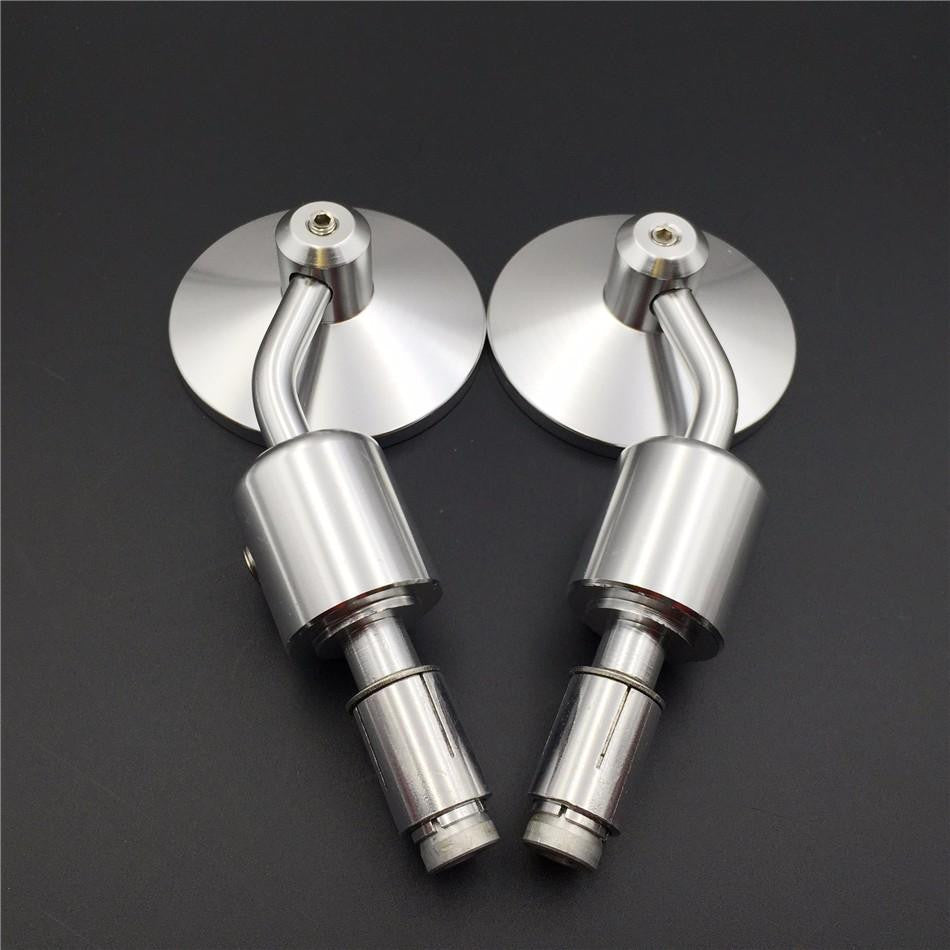 HTT Motorcycle A Set CNC Silver Rear View Handle Bar End Round Mirrors 7/8" For Honda CB1000R CB1300 CB600F Hornat CBF600 Shadow Valkyrie Magna Rebel XL1000V