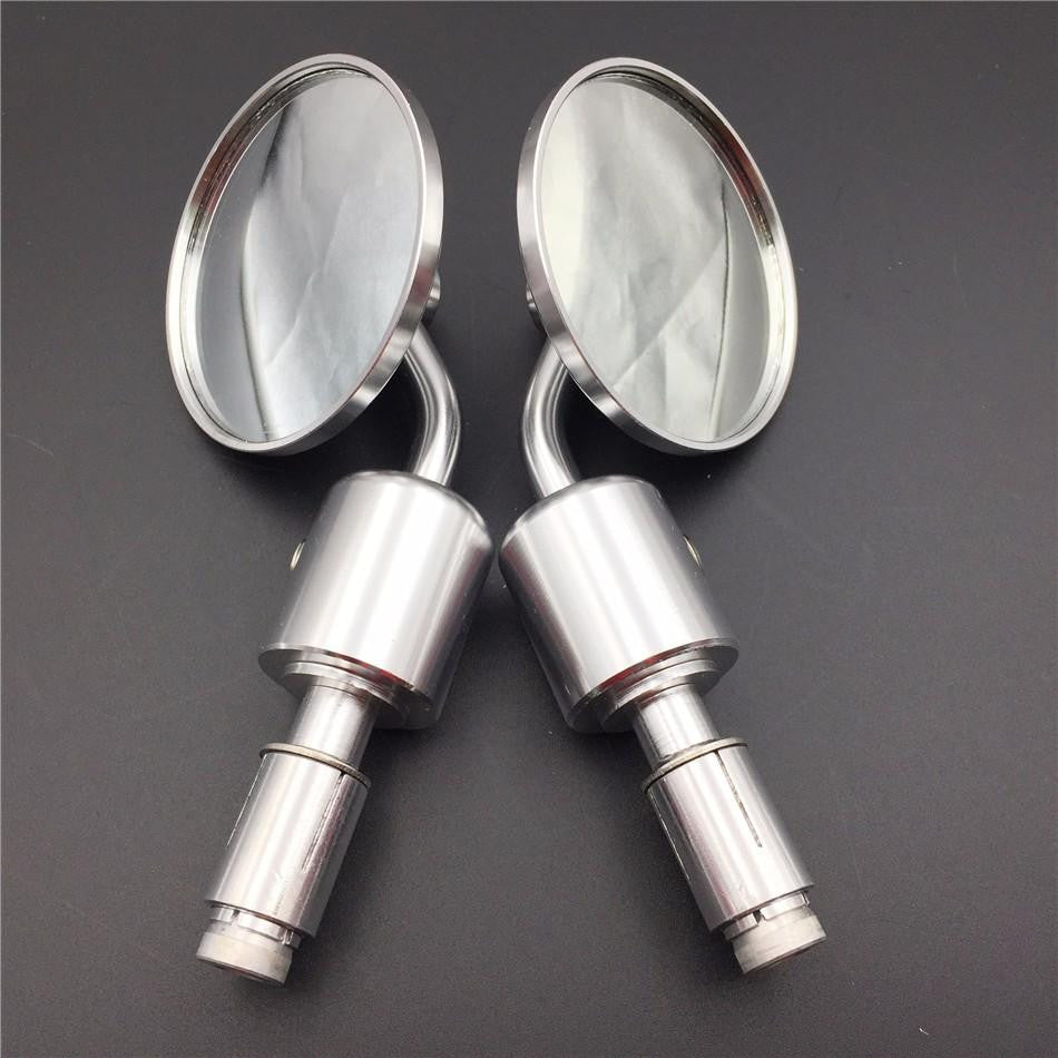 HTT Motorcycle A Set CNC Silver Rear View Handle Bar End Round Mirrors 7/8" For Yamaha XJR1300 V-max FZ1 FZ6 XVS950 XV1900 XVS1300 V-Star Virago Warrior  Royal Star