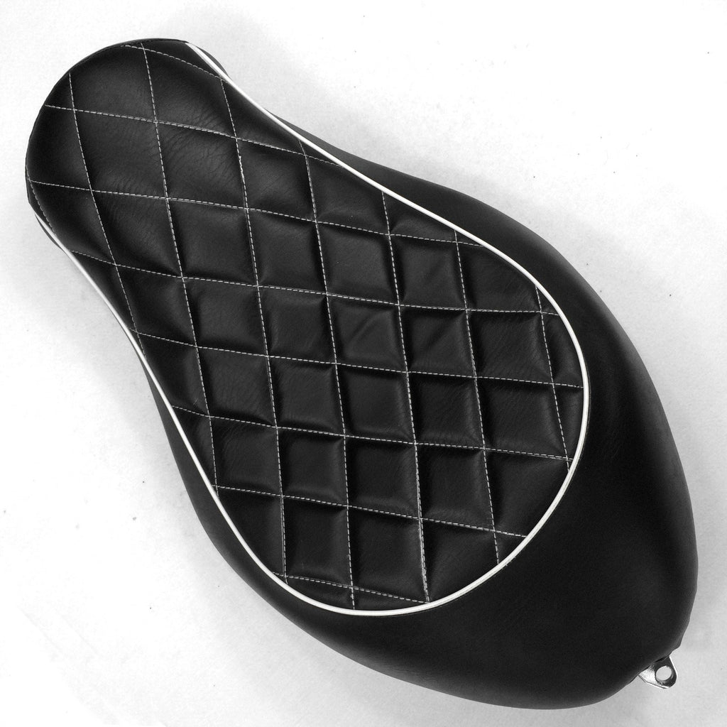 HTT Motorcycle Black Custom Solo Driver Diamond Stitch Style Leather Seat For 2005 2006 2007 2008 2009 2010 2011 2012 2013 Harley Davidson XL883N XL883L XL883X