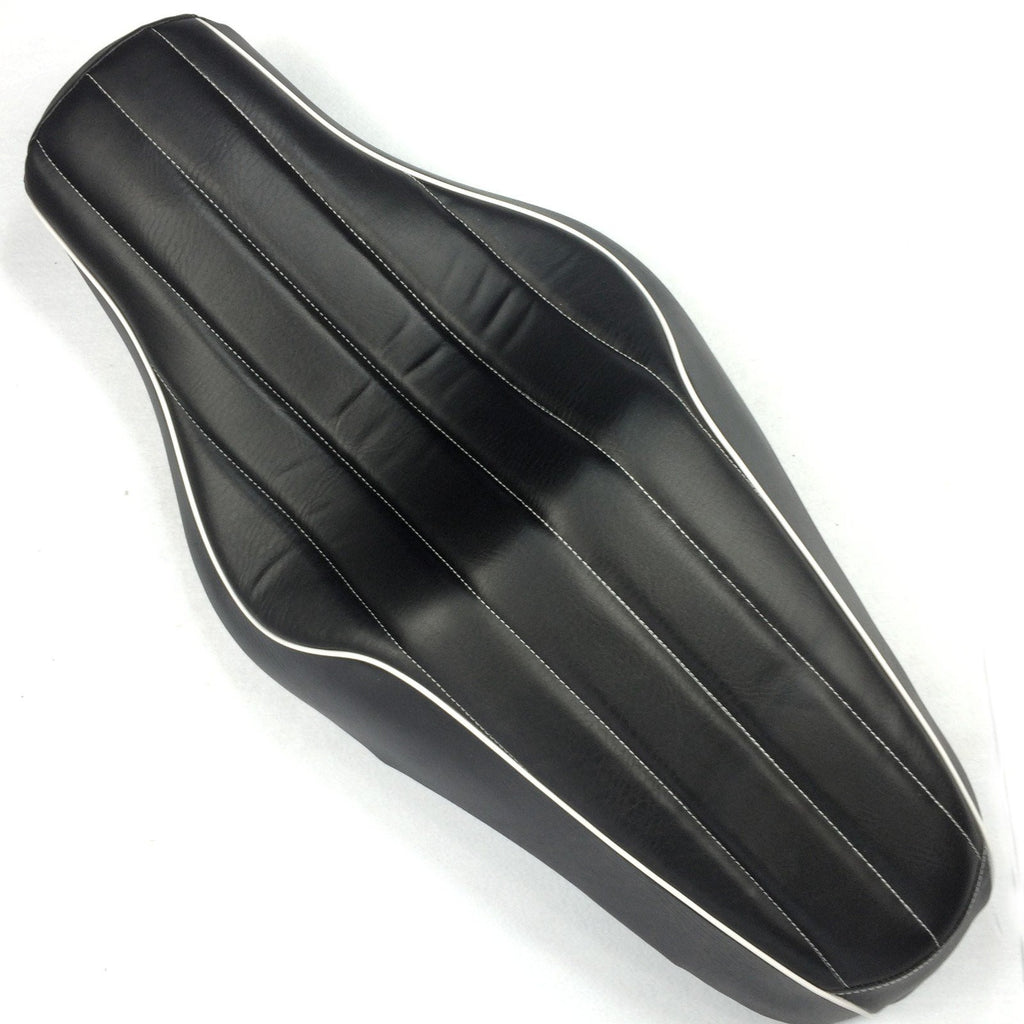 HTT Motorcycle Black Custom Driver Passenger 2-up Vertical Stripes Style Leather Seat For 2005 2006 2007 2008 2009 2010 2011 2012 2013 Harley Davidson XL883N XL883L XL883X