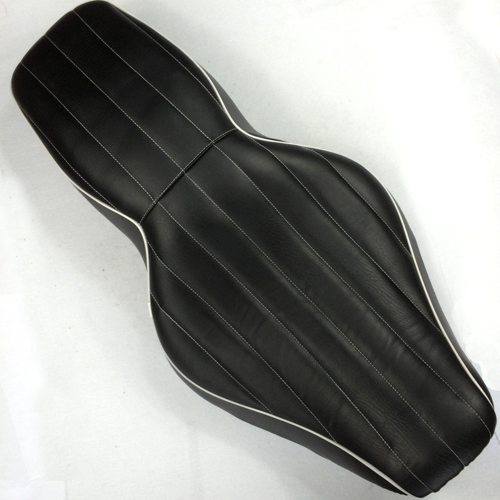 HTT Motorcycle Black Custom Driver Passenger 2-up Vertical Stripes Style Leather Seat For 1997 1998 1999 2000 2001 2002 2003 2004 2005 2006 Harley Davidson FLHR- Road King