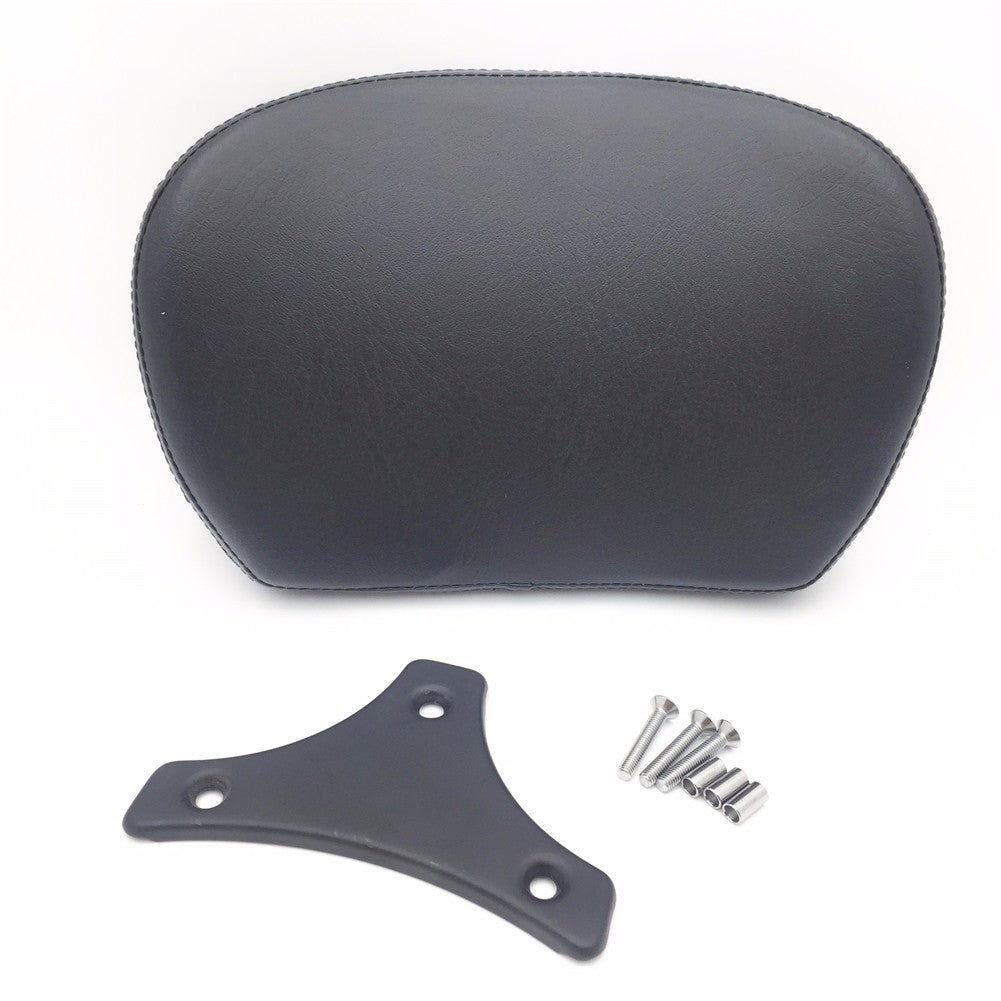 Motorcycle Flat Black Cushion Backrest Pad Mount Kit w/ Plate For 1997-2017 Harley Touring