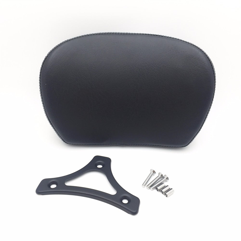 Motorcycle Flat Black Cushion Backrest Pad Mount Kit w/ Plate For '97-'17 Harley Touring