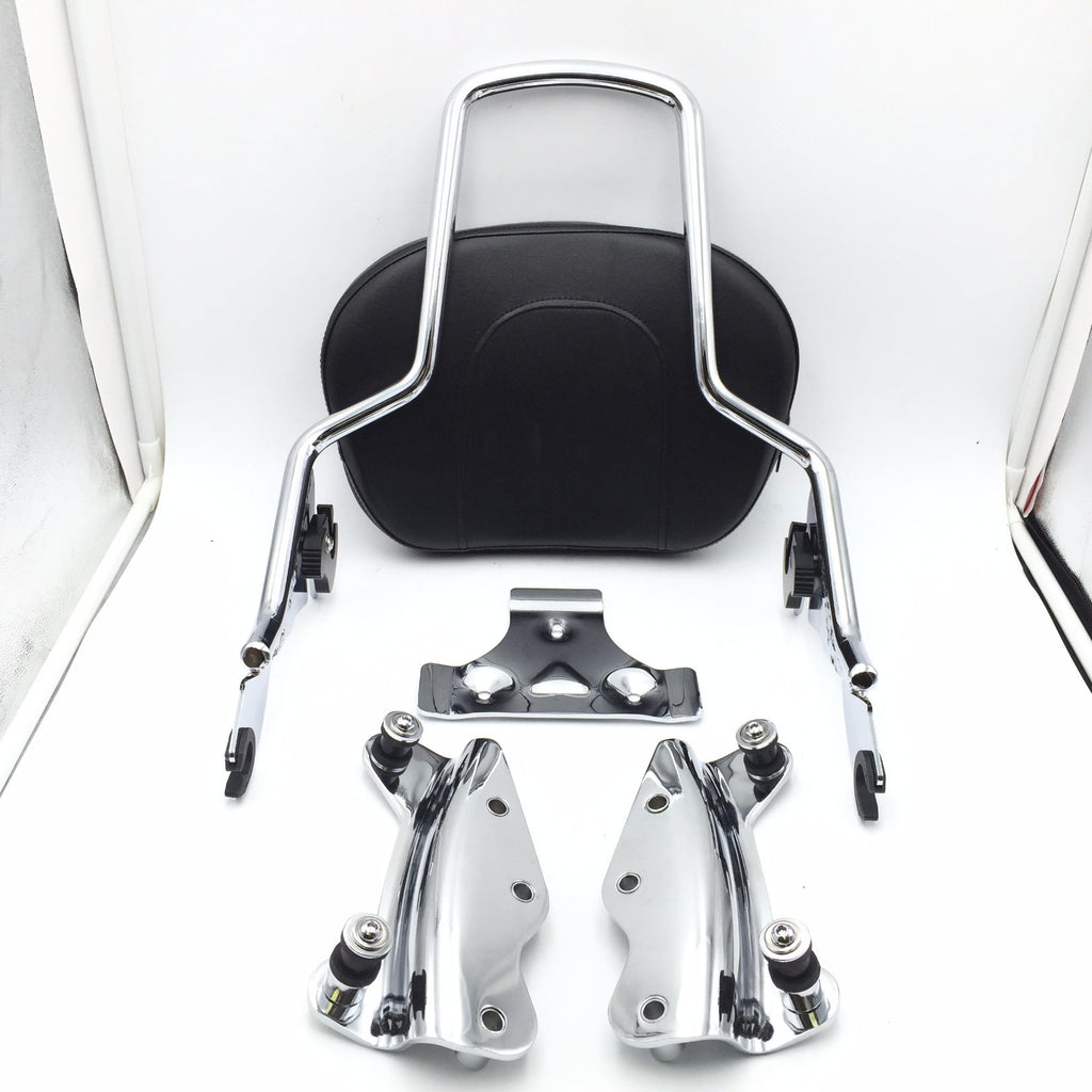 HTT Motorcycle Chrome Sissy Bar Passenger Backrest and 4 Point Docking Kit For Harley HD Touring 2009-2013