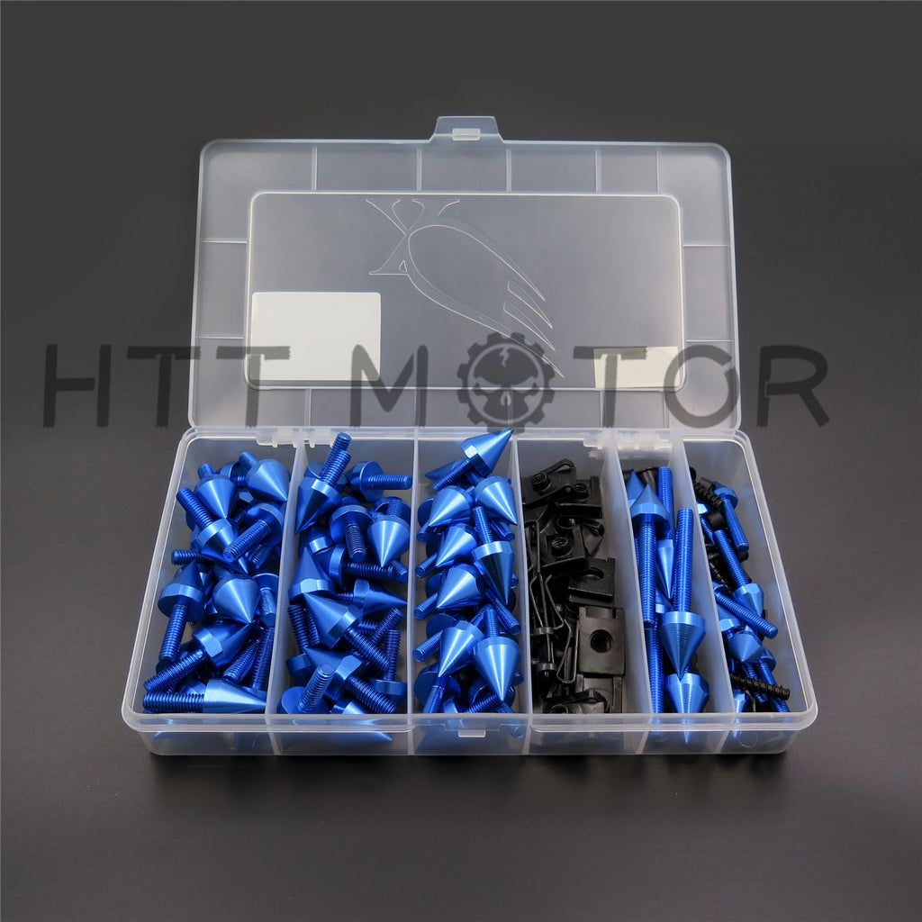 HTTMT Blue Spike Bolt MC Sportbike For Kawasaki Ninja EX250 ZX14 ZX7 ZX9R Universal