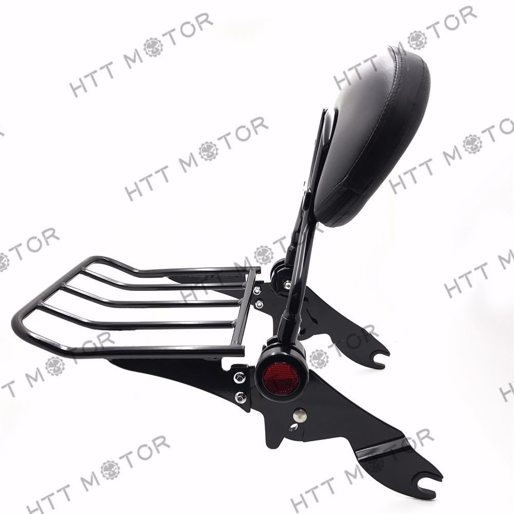 Adjustable Detachable Backrest Sissy Bar+Luggage Rack For Harley Touring 09-15