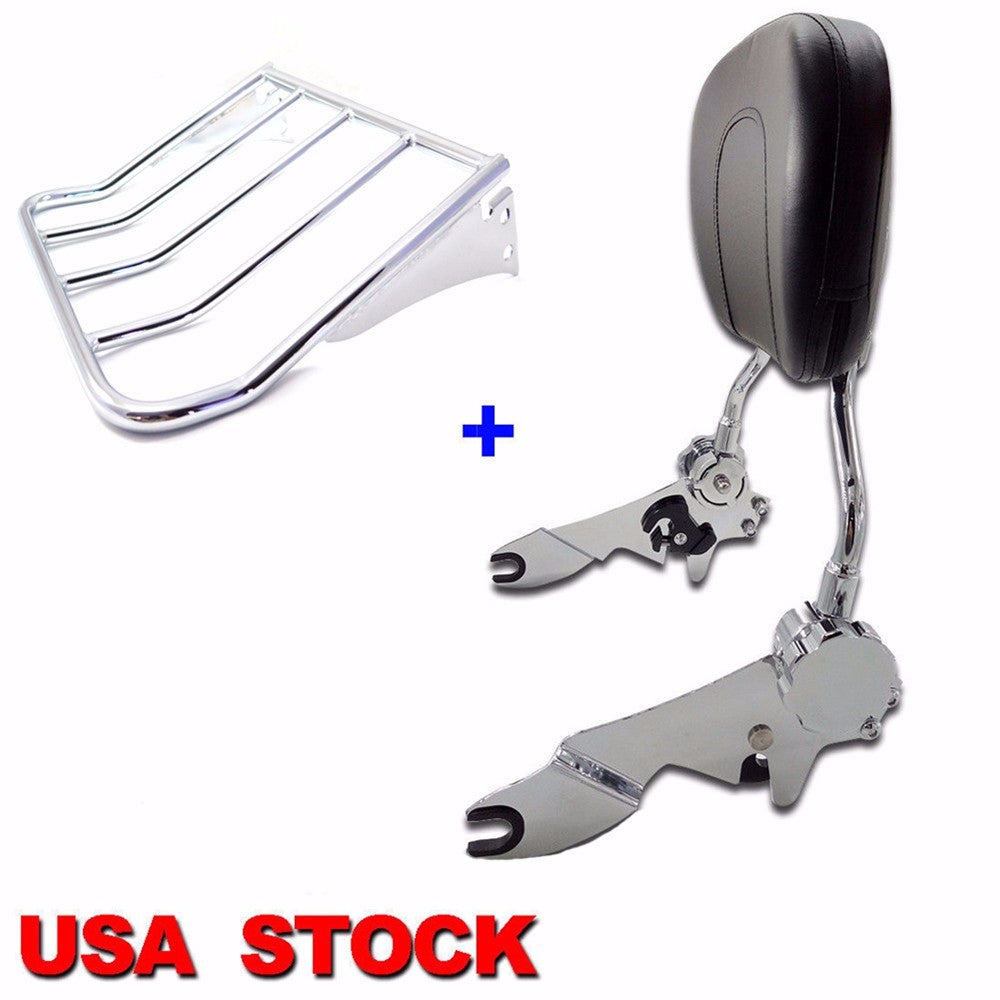 HTTMT- Adjustable Backrest Sissy Bar+Luggage Rack For Harley Touring 09-15