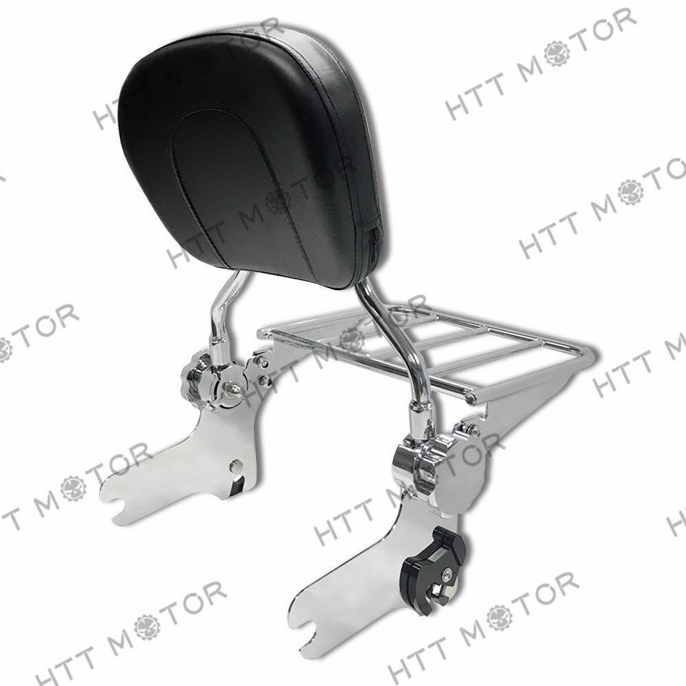 Adjustable Detachable Backrest Sissy Bar w/ Luggage Rack for 97-08 Touring Chrome