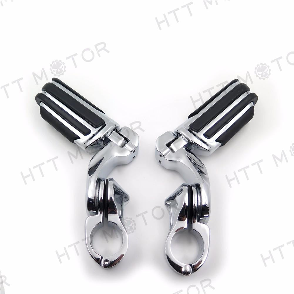 FootPegs w/ Short Adjustable Mount Kit 2.5" For 1.25" Engine Guard Tri Glide Harley