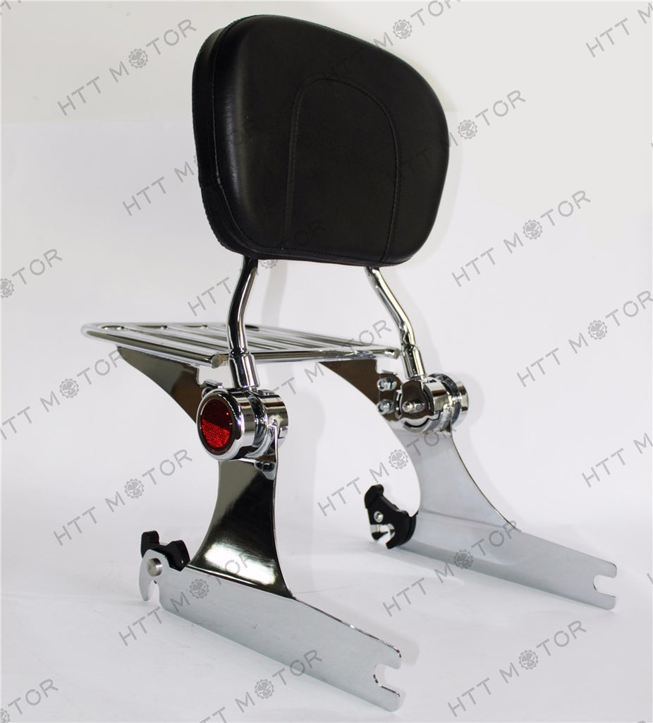 HTTMT- Adjustable Detachable Backrest Sissy Bar Luggage Rack For Harley Dyna 06up Chrome