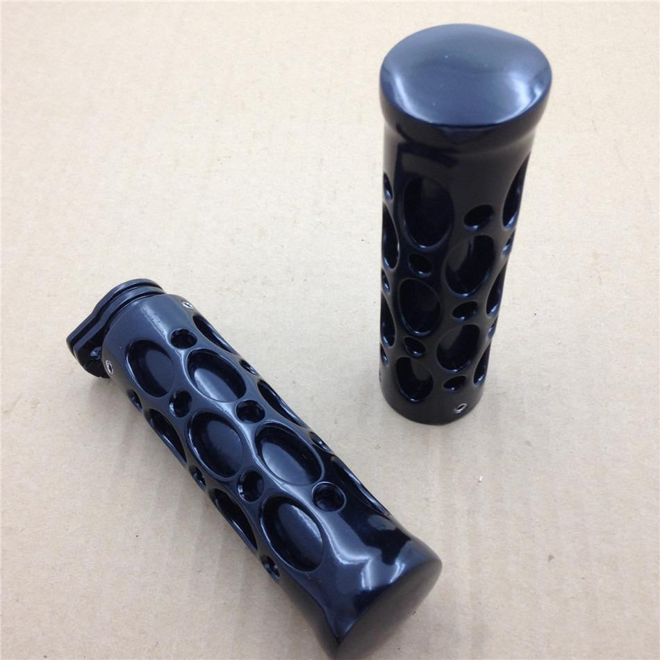 HTT Black Motorcycle Hole Hollow Shape 7/8" 22mm Hand Grips For Kawasaki Ninja 250 500 ZX6 ZX7 ZX9 ZX10 ZX12 ZX14