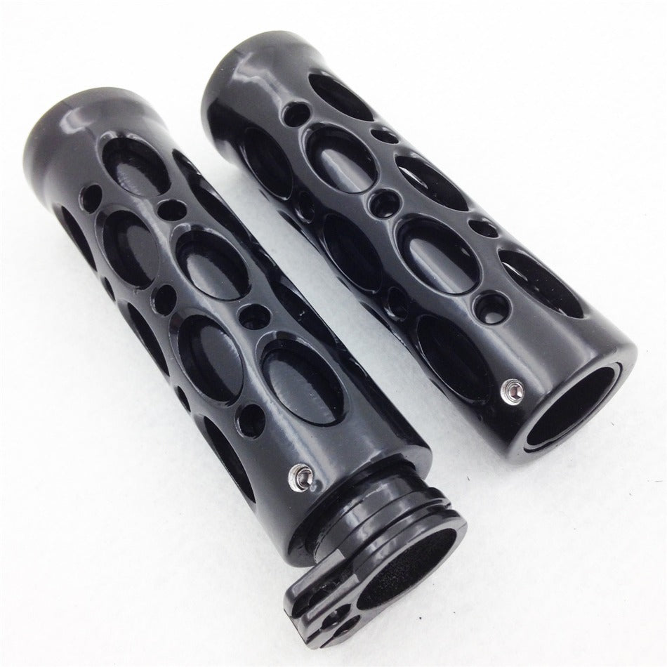 HTT- Black Motorcycle Hole Hollow Shape 1" Hand Grips For Nomad Drifter Vulcan 1600 2000/ Kawasaki Vulcan 1500 Classic