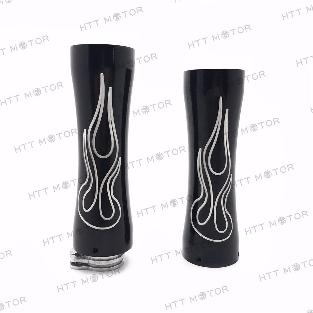 HTTMT- 7/8" 22mm Motorcycle Flame Fire Handlebar Hand Grip & Throttle Twist Tube Black