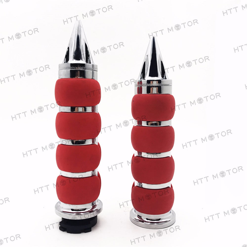 HTTMT- Red Chrome Billet Aluminum 1" Hand Grip 25mm For Harley Softail Fat Boy FLSTF