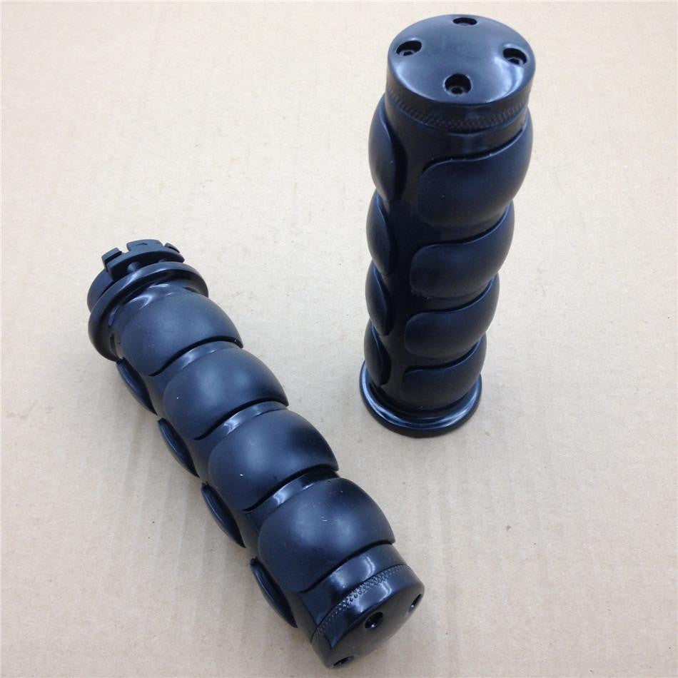 HTT Black Flat Top 1" 25mm Rubber Handlebar Grip for Harley Chopper Bobber Touring Sportster