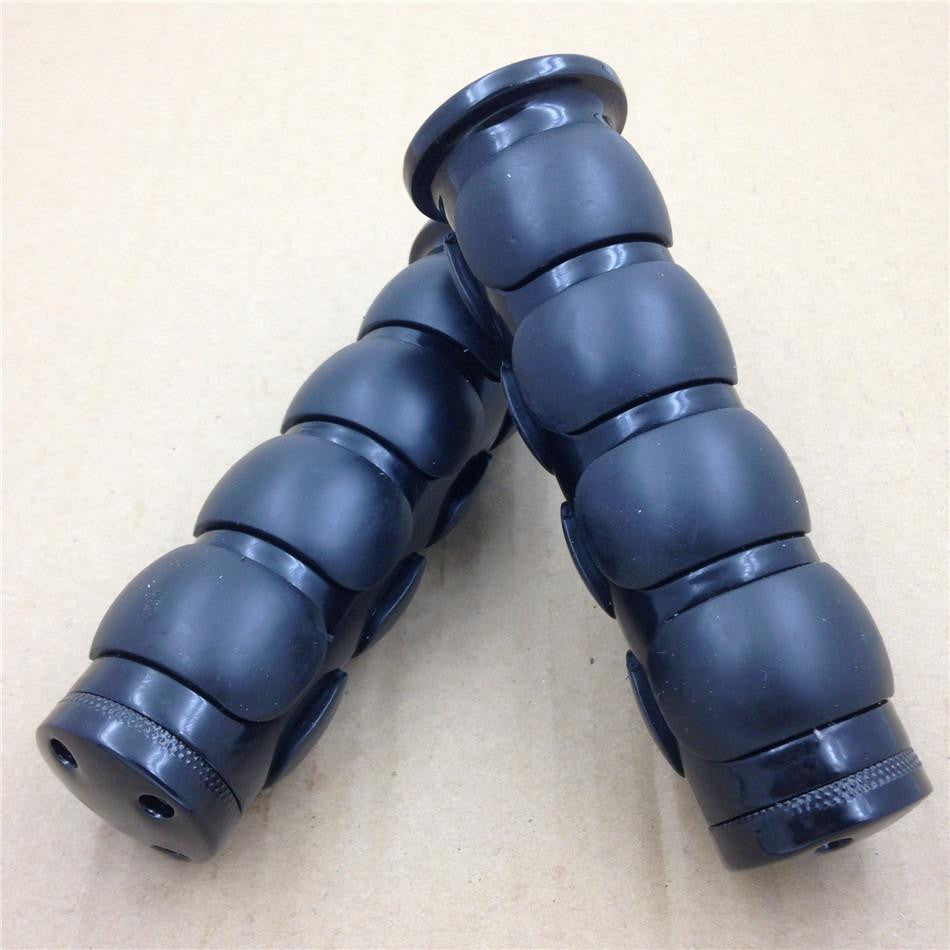 HTT Black Flat Top 1" Rubber Handlebar Grips For Harley Road King CVO Springer Deluxe/ Honda Magna 750/ Kawasaki Vulcan 1500 Classic