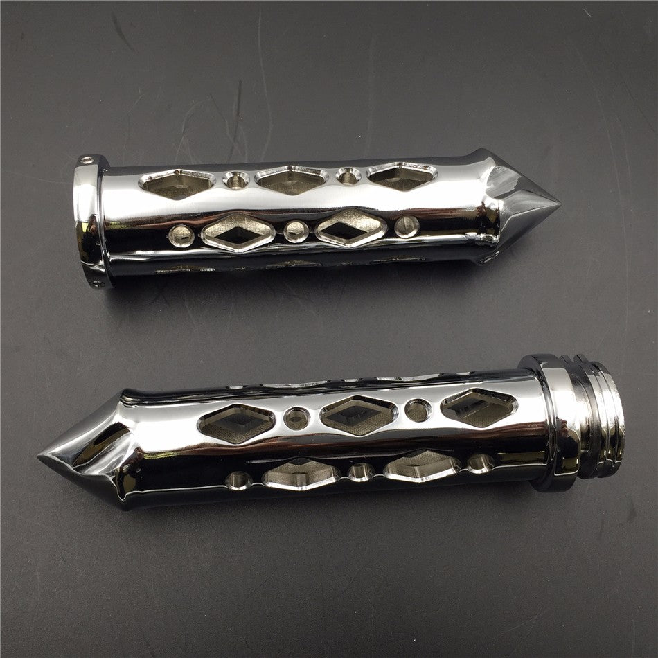 HTT Motorcycle Chromed Hollowed-out Spike Hand Grip 1" 25mm Bars CNC For Suzuki GSXR Honda Ninja Handlebars Sport Bike Hand Bar