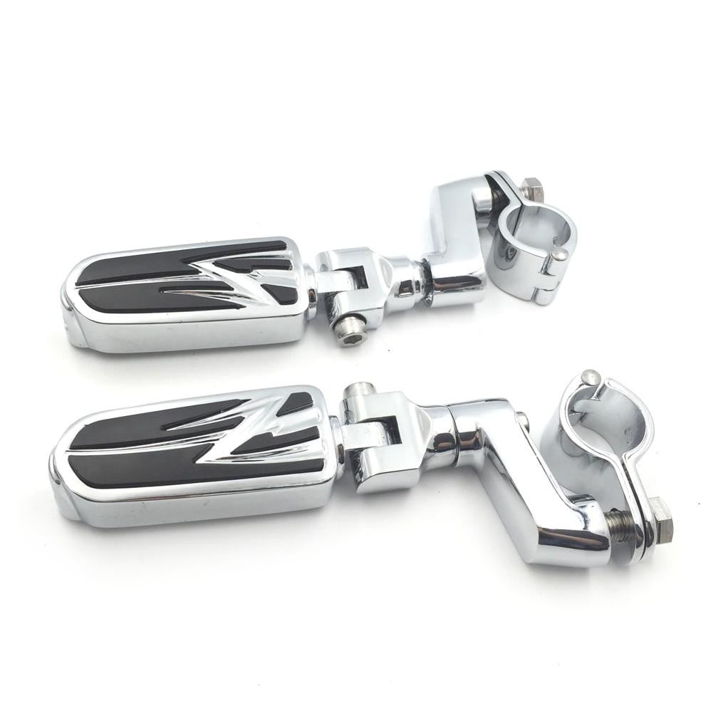 Front Offset mount 1.25" Highway Radical Flame Foot Pegs Clamps For Honda GoldWing