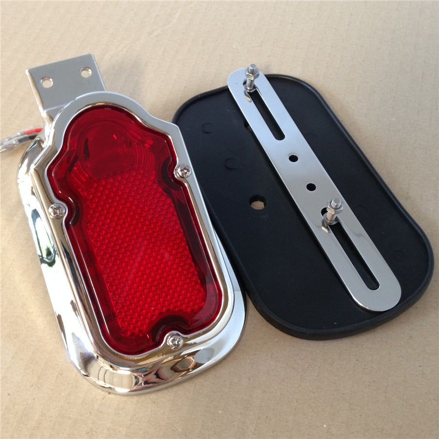 Motorcycle Chrome Red Tombstone Brake Tail Light Signal For Harley