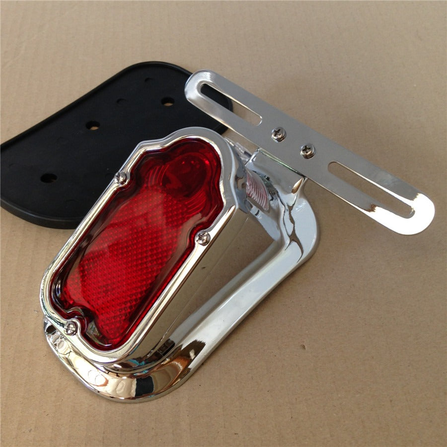 Motorcycle Chrome Red Tombstone Brake Tail Light Signal For Harley