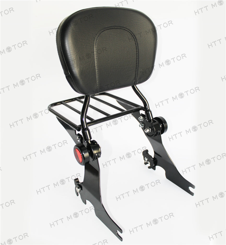 HTTMT Skull Adjustable Detachable Sissy Bar for 04-UP Harley Sportster Backrest w/ Rack