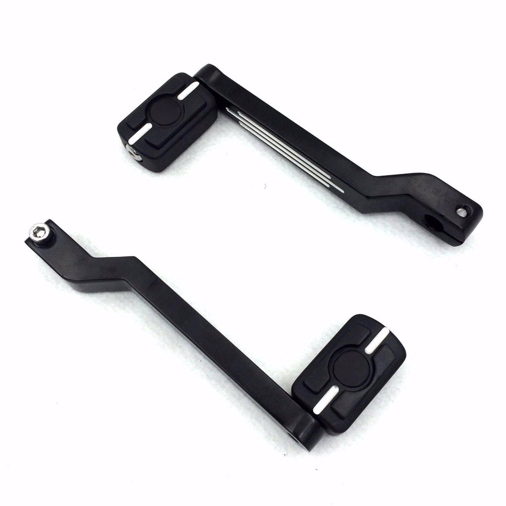 HTT Motorcycle Black Grooved Skull Pegs w/ Grooved Heel/Toe Shift Levers Gear Shift Pedal Lever For Harley Davidson Trike 2008 and later