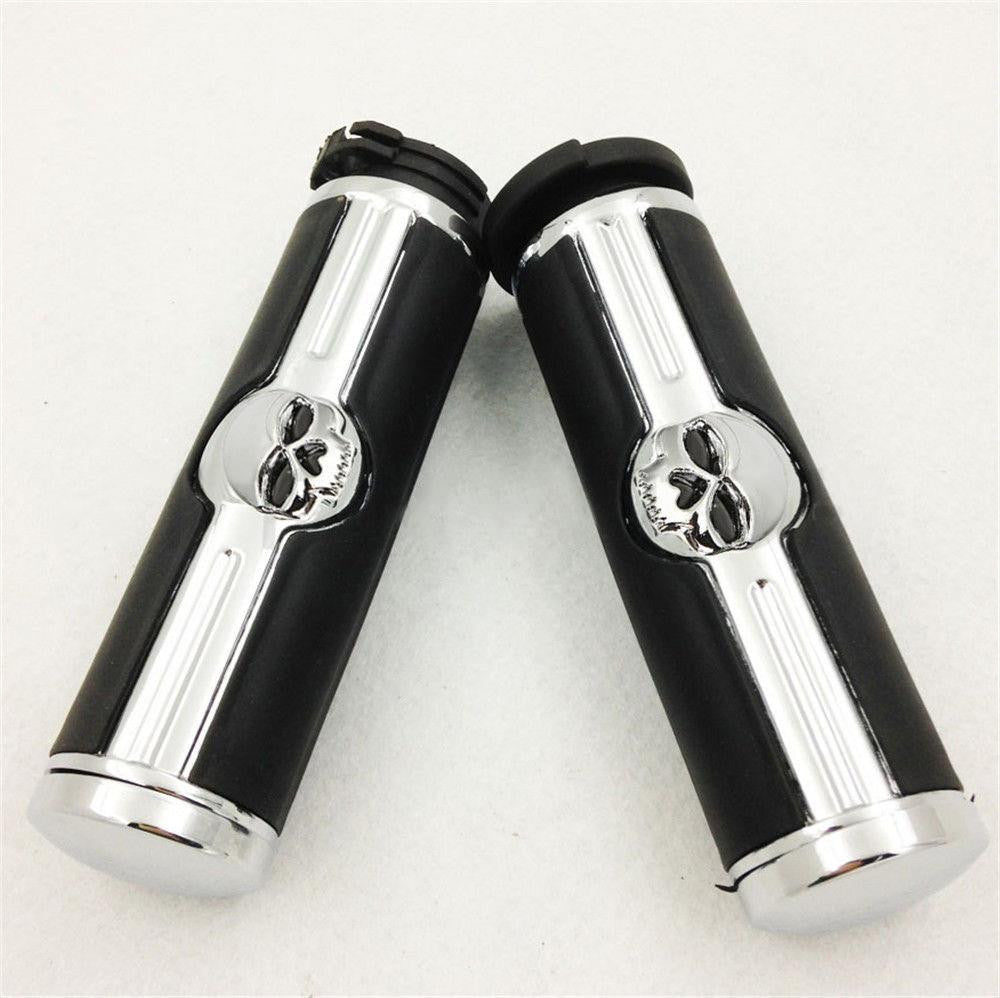 Handlebar skull grips for Harley 96-later VRSC, XL, XR, Dyna, Softail (except FLSTSE2/3, FLSTNSE, and FXSBSE) and 96-07 Touring models See description for detail