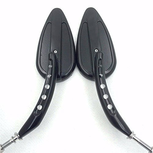 HTT Motorcycle Black Side Mirrors (Style 395F)For 1982 and Up Harley Davidson Night Train FXSTB Springer Softail FXSTS Sportster 1200 XLH1200