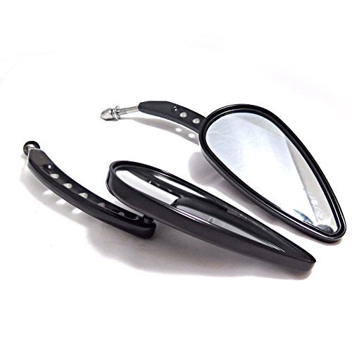 HTT Motorcycle Black Side Mirrors (Style 395F)For 1982 and Up Harley Davidson Dyna Super Glide T Sport FXDXT