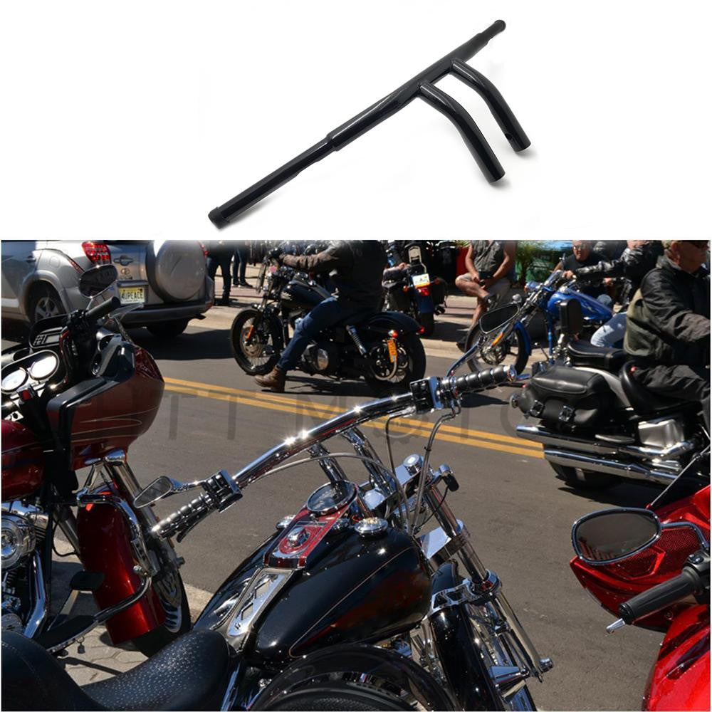 Black 1 1/4" HANDLEBARS WITH 8" RISE FITS HARLEY 1982-UP