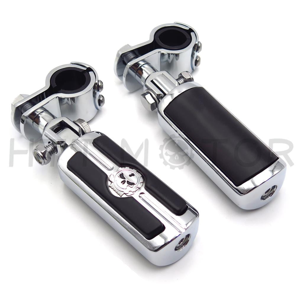 1" 1 1/4" ENGINE GUARDS Skull Foot Pegs Clamps For Harley Sportster 883 1340