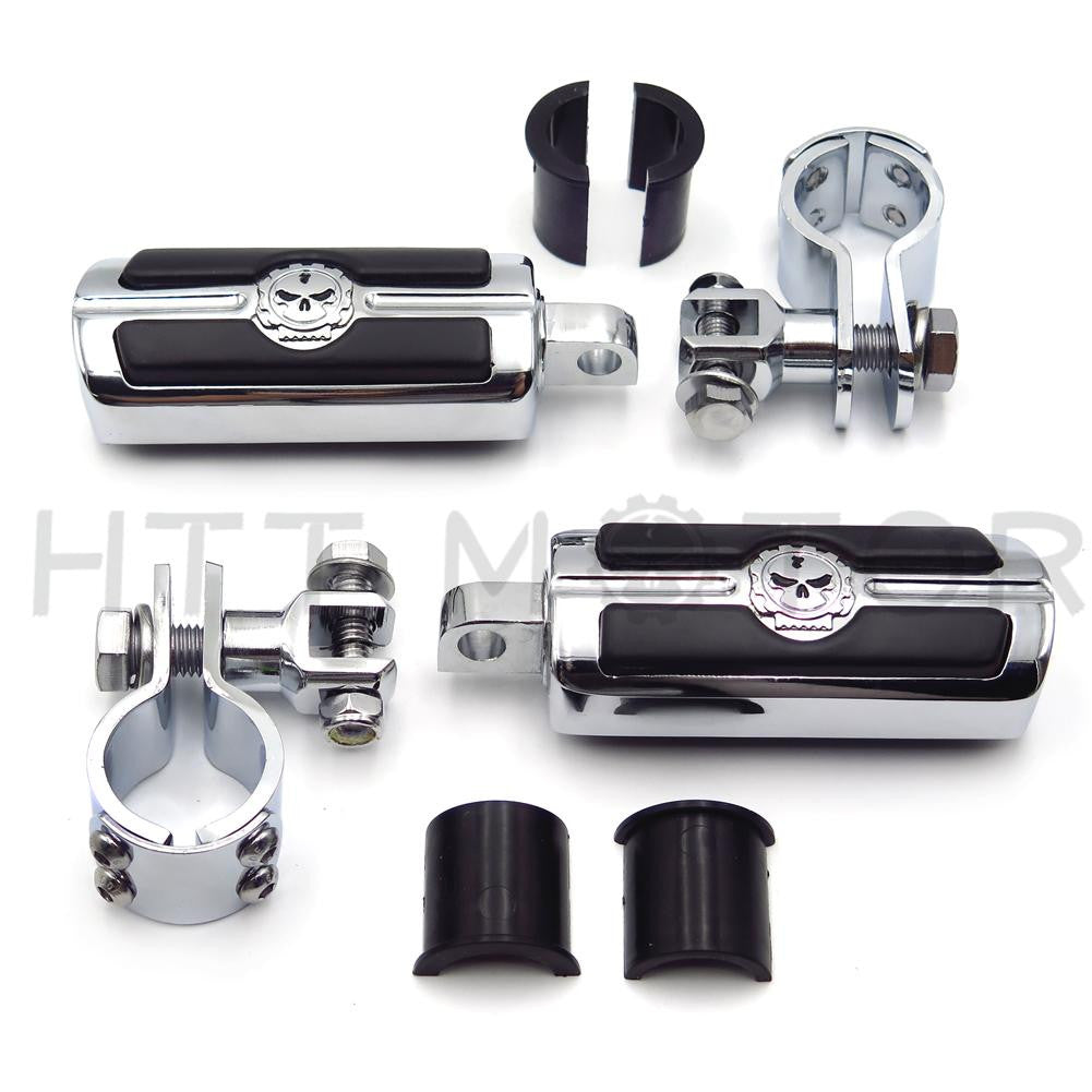 1" 1 1/4" Highway Radical Skull Foot Pegs Clamps For Harley Sportster 883 1340