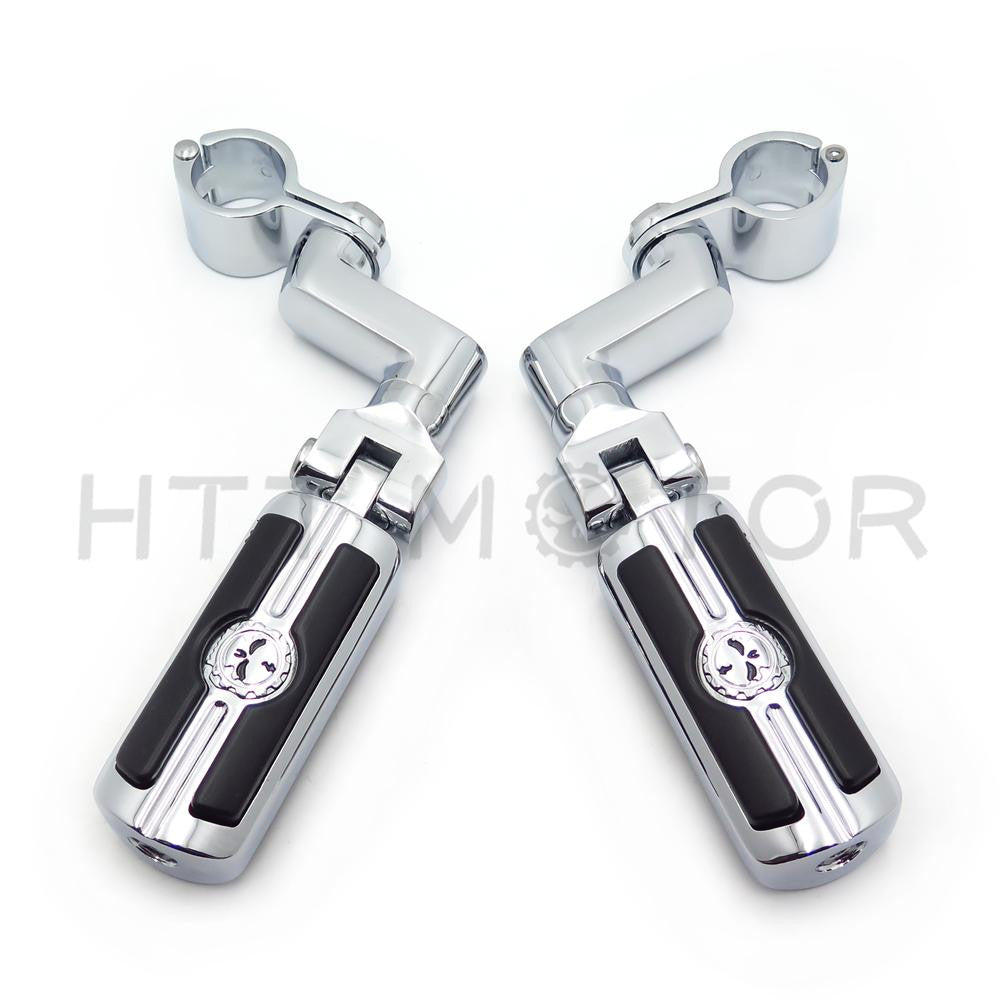 1.25" Highway Radical Skull Foot Pegs Clamps For Harley Sportster 883 1340 XL1200