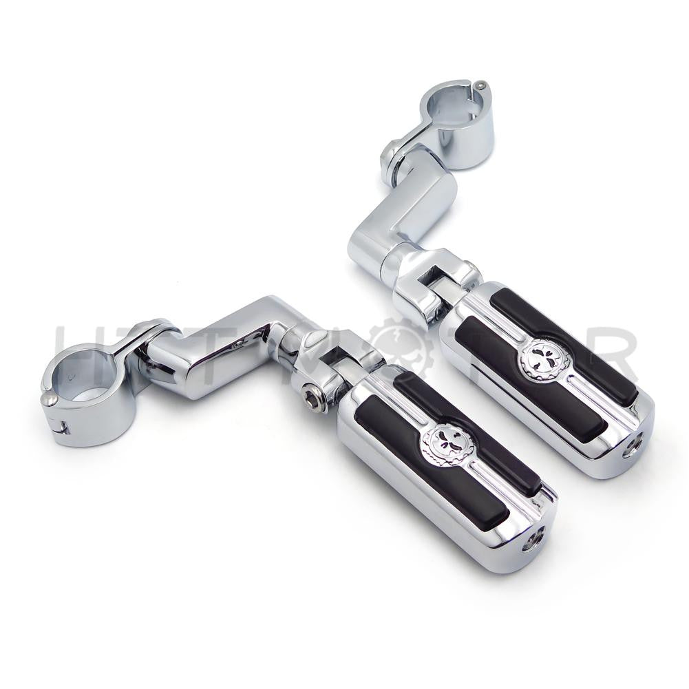 1.5" Skull Foot Pegs Mount Clamps For Honda GoldWing GL1800 GL1500 GL1100 GL1200