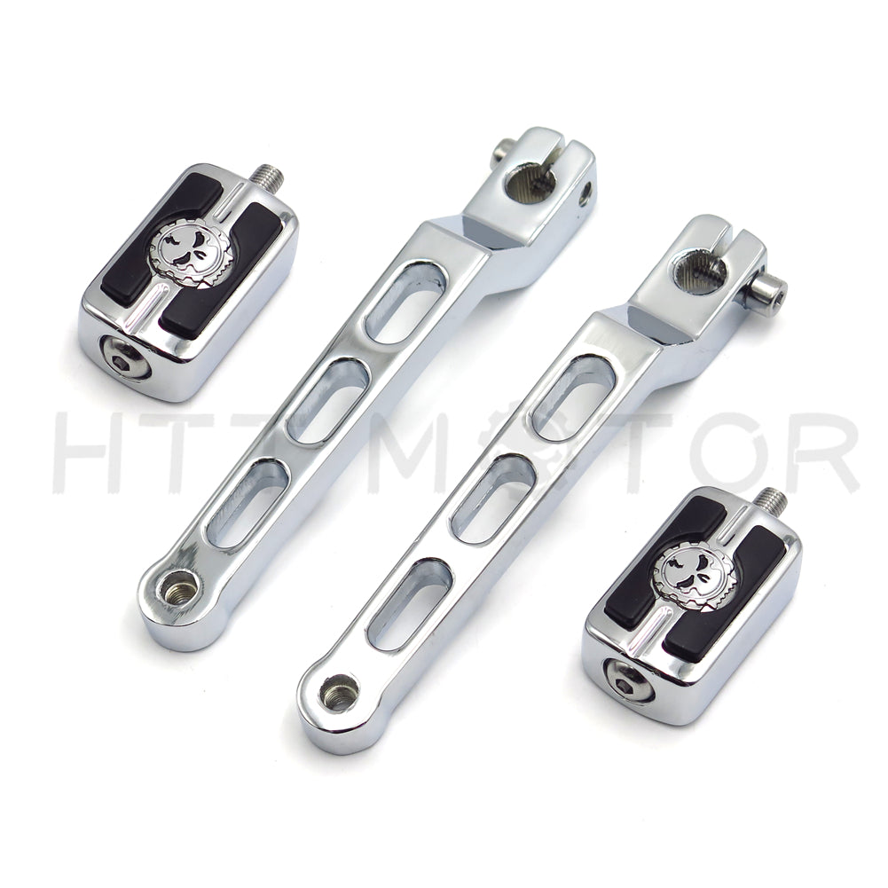 HTT Motorcycle Chrome Aluminum Heel/Toe Shift Levers with Skull Shifter Pegs For Harley Davidson Heritage Softail FLST 1986-later