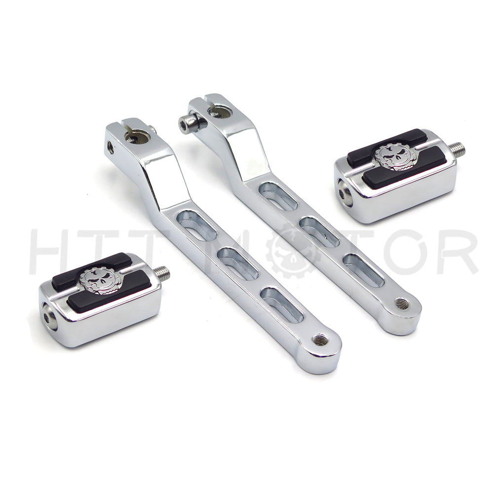 HTT Motorcycle Chrome Aluminum Heel/Toe Shift Levers with Skull Shifter Pegs For Harley Davidson Fat Boy FLSTF 1980 and later