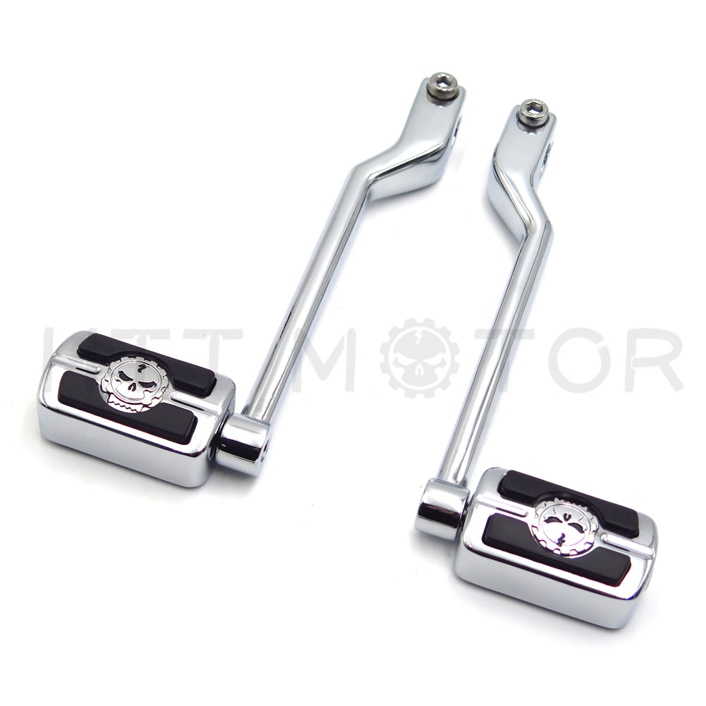 HTT Motorcycle Chromed 2 PCs Billet Style Heel/Toe Shift Lever Gear Shift Foot Lever with Skull Foot Peg Footresr For Harley Davidson FL Softail Touring Trike FLST FLT FLHT