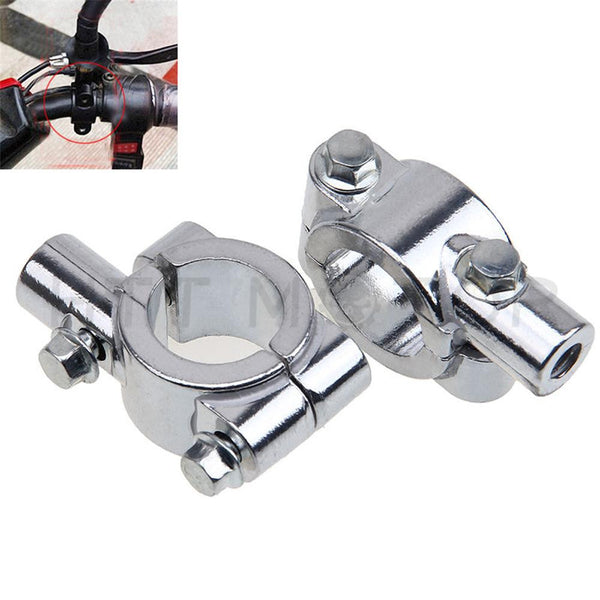 Chrome 1" 25mm Motorcycle HandleBar 10mm Mirror Thread Mount Holder Clamp Adaptor