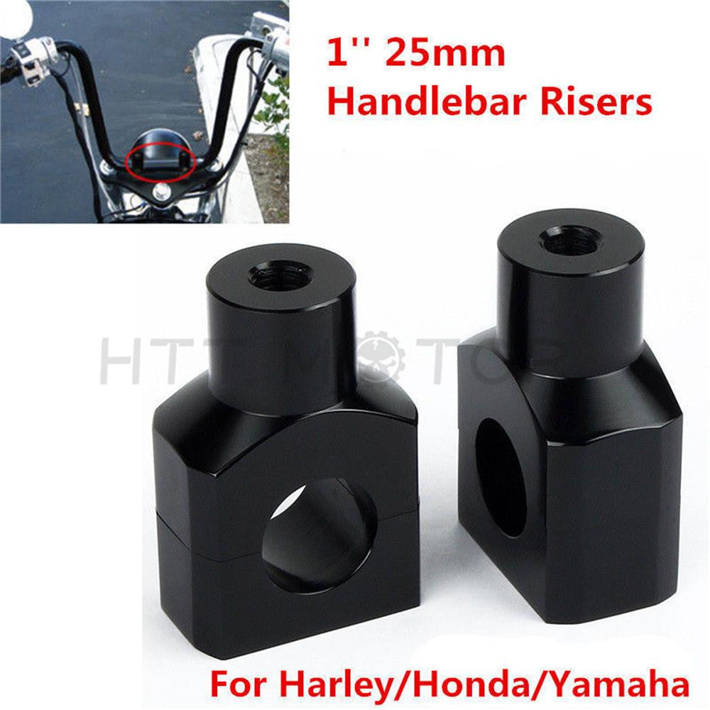 Black Shorty 1'' Handlebar Risers Clamp For Harley Fatboy Dyna Sportster Touring